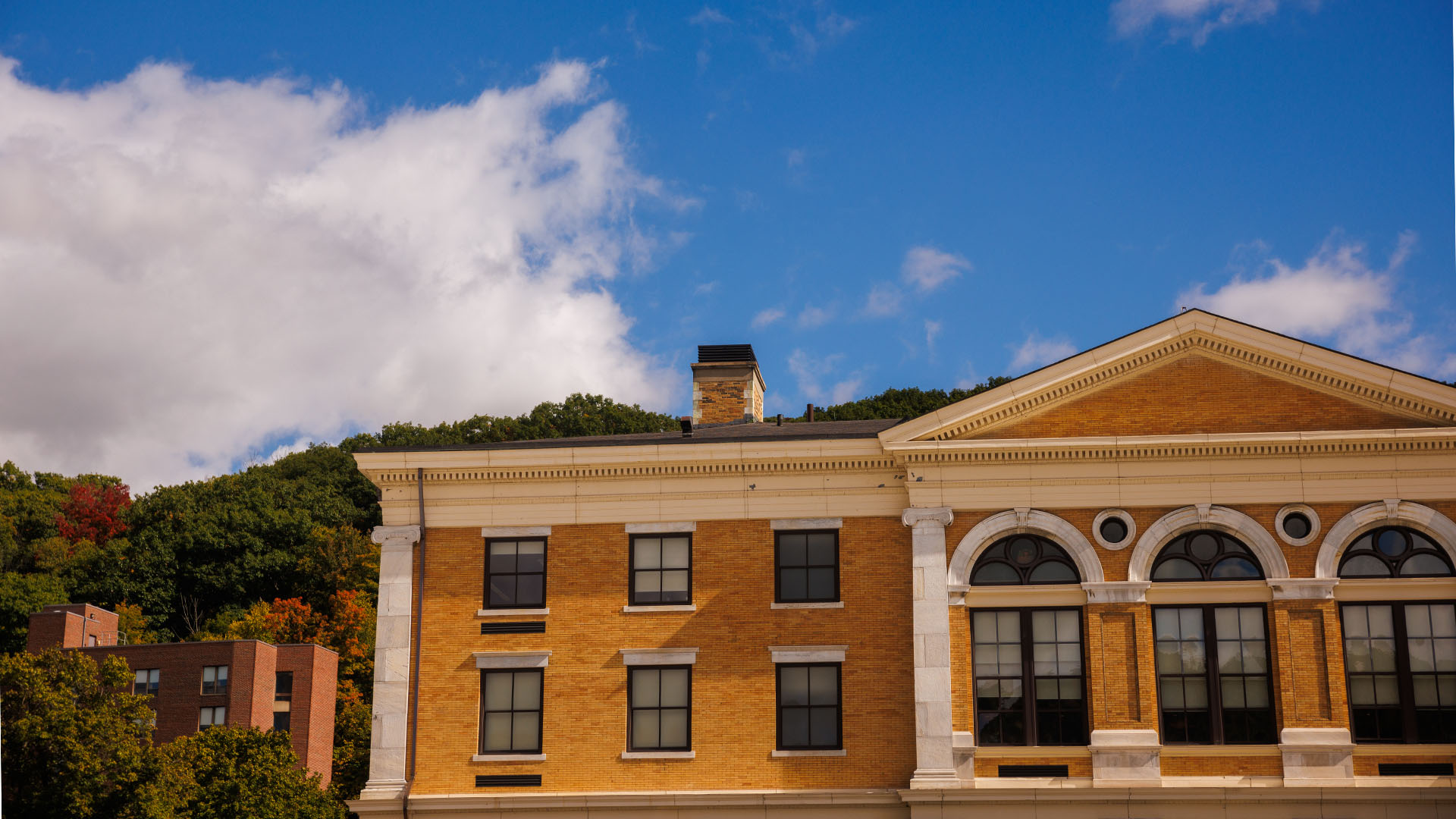 MCLA's Murdock Hall and blue skies