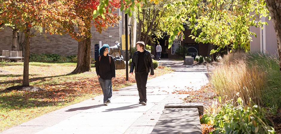 MCLA students walking on campus