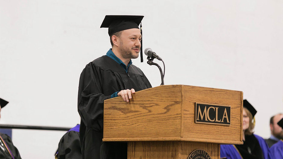 Paul Paradiso speaking at commencement